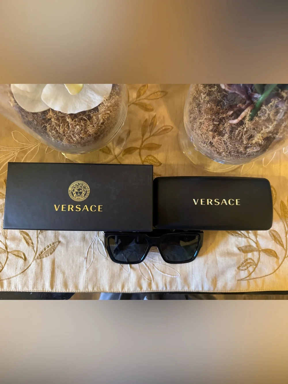 Versace Black Unisex Sunglasses with Dark Lenses